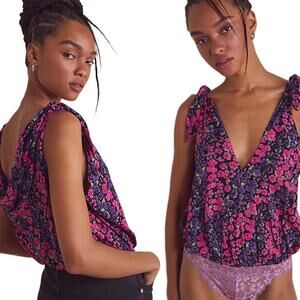 Free People Bare It All Floral Print Bodysuit in Party Combo Size Small